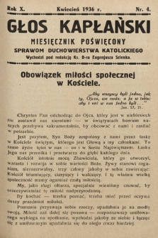 Głos Kapłański : miesięcznik poświęcony sprawom duchowieństwa katolickiego. 1936, nr 4