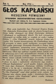 Głos Kapłański : miesięcznik poświęcony sprawom duchowieństwa katolickiego. 1936, nr 5