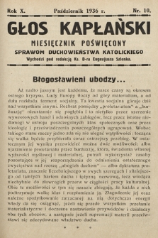 Głos Kapłański : miesięcznik poświęcony sprawom duchowieństwa katolickiego. 1936, nr 10