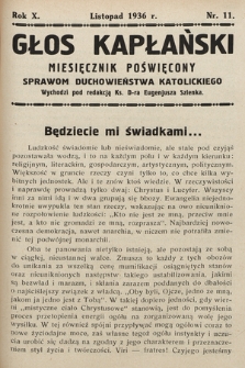 Głos Kapłański : miesięcznik poświęcony sprawom duchowieństwa katolickiego. 1936, nr 11