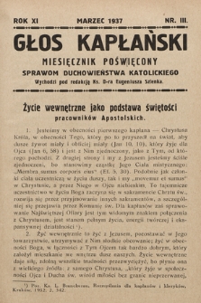 Głos Kapłański : miesięcznik poświęcony sprawom duchowieństwa katolickiego. 1937, nr 3