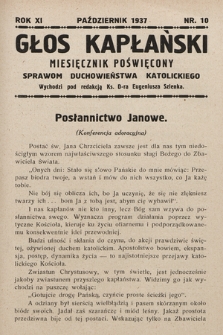 Głos Kapłański : miesięcznik poświęcony sprawom duchowieństwa katolickiego. 1937, nr 10