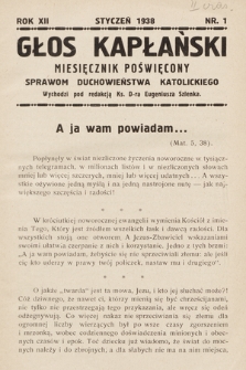 Głos Kapłański : miesięcznik poświęcony sprawom duchowieństwa katolickiego. 1938, nr 1