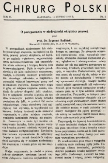 Chirurg Polski : czasopismo poświęcone chirurgji klinicznej i technice operacyjnej. 1937, nr 2