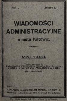 Wiadomości Administracyjne Miasta Katowic. 1928, z. 5