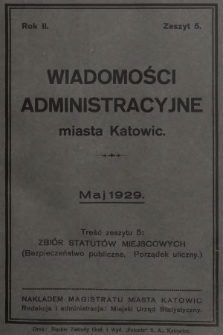 Wiadomości Administracyjne Miasta Katowic. 1929, z. 5