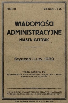 Wiadomości Administracyjne Miasta Katowic. 1930, z. 1 i 2