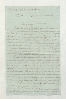 Brief von José Ildefonso Álvarez de Arenales an Alexander von Humboldt