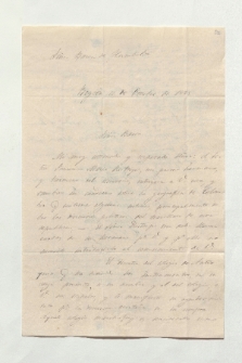 Brief von Alejandro Velez an Alexander von Humboldt