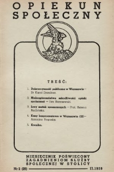 Opiekun Społeczny : miesięcznik poświęcony zagadnieniom służby społecznej w stolicy. 1939, nr 2