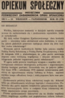 Opiekun Społeczny : miesięcznik poświęcony zagadnieniom opieki społecznej. 1948, nr 9-10