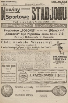 Nowiny Sportowe Stadjonu. 1924, nr 4