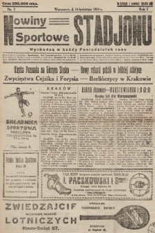 Nowiny Sportowe Stadjonu. 1924, nr 7