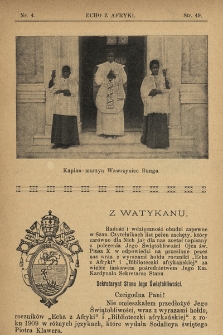 Echo z Afryki : pismo miesięczne illustrowane dla poparcia misyj katolickich w Afryce. 1910, nr 4