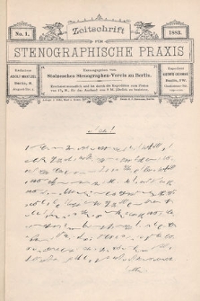 Zeitschrift für Stenographische Praxis. Jg 1, 1883, no. 1