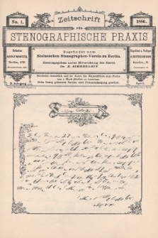 Zeitschrift für Stenographische Praxis. Jg 3, 1886, no. 1