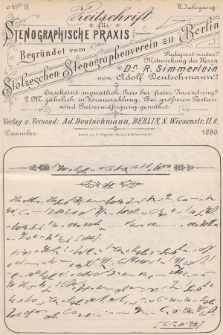 Zeitschrift für Stenographische Praxis. Jg 6, 1889, no. 9