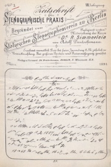 Zeitschrift für Stenographische Praxis. Jg 8, 1891, no. 3