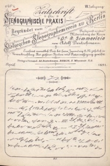 Zeitschrift für Stenographische Praxis. Jg 8, 1891, no. 4