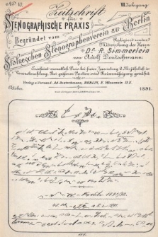 Zeitschrift für Stenographische Praxis. Jg 8, 1891, no. 10