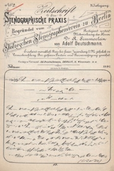 Zeitschrift für Stenographische Praxis. Jg 9, 1892, no. 2