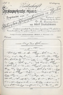 Zeitschrift für Stenographische Praxis. Jg 10, 1893, no. 2