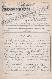 Zeitschrift für Stenographische Praxis. Jg 10, 1893, no. 8