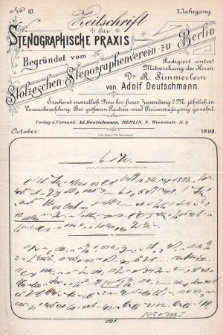 Zeitschrift für Stenographische Praxis. Jg 10, 1893, no. 10