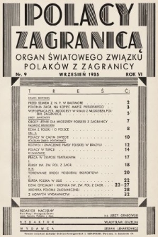 Polacy Zagranicą : organ Światowego Związku Polaków z Zagranicy. 1935, nr 9