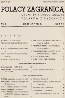 Polacy Zagranicą : organ Światowego Związku Polaków z Zagranicy. 1936, nr 8