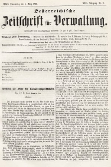 Oesterreichische Zeitschrift für Verwaltung. Jg. 8, 1875, nr 9