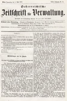 Oesterreichische Zeitschrift für Verwaltung. Jg. 8, 1875, nr 14