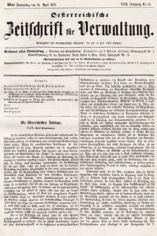 Oesterreichische Zeitschrift für Verwaltung. Jg. 8, 1875, nr 15