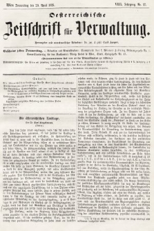 Oesterreichische Zeitschrift für Verwaltung. Jg. 8, 1875, nr 17