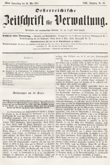 Oesterreichische Zeitschrift für Verwaltung. Jg. 8, 1875, nr 20