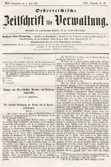 Oesterreichische Zeitschrift für Verwaltung. Jg. 8, 1875, nr 22