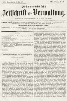 Oesterreichische Zeitschrift für Verwaltung. Jg. 8, 1875, nr 30