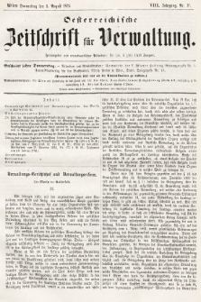 Oesterreichische Zeitschrift für Verwaltung. Jg. 8, 1875, nr 31