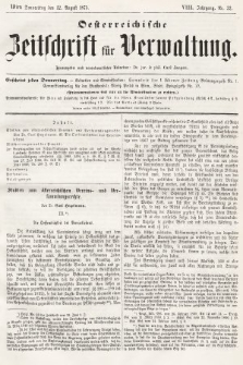 Oesterreichische Zeitschrift für Verwaltung. Jg. 8, 1875, nr 32