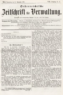 Oesterreichische Zeitschrift für Verwaltung. Jg. 8, 1875, nr 37