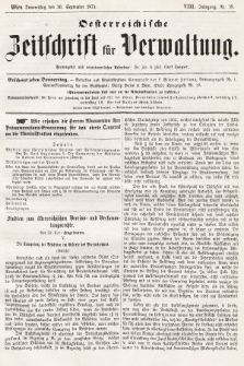 Oesterreichische Zeitschrift für Verwaltung. Jg. 8, 1875, nr 39