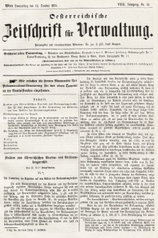 Oesterreichische Zeitschrift für Verwaltung. Jg. 8, 1875, nr 41