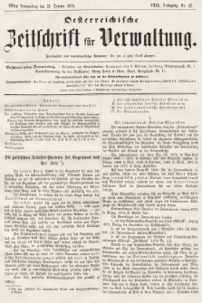 Oesterreichische Zeitschrift für Verwaltung. Jg. 8, 1875, nr 42