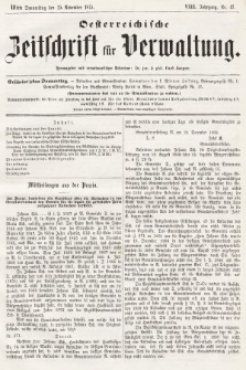 Oesterreichische Zeitschrift für Verwaltung. Jg. 8, 1875, nr 47