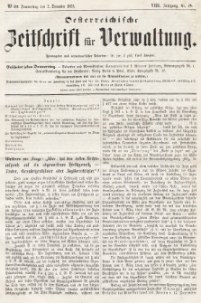 Oesterreichische Zeitschrift für Verwaltung. Jg. 8, 1875, nr 48