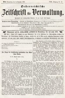 Oesterreichische Zeitschrift für Verwaltung. Jg. 8, 1875, nr 50