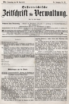 Oesterreichische Zeitschrift für Verwaltung. Jg. 10, 1877, nr 15