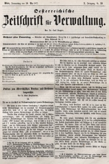 Oesterreichische Zeitschrift für Verwaltung. Jg. 10, 1877, nr 19