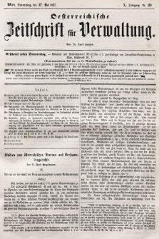 Oesterreichische Zeitschrift für Verwaltung. Jg. 10, 1877, nr 20