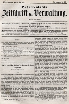 Oesterreichische Zeitschrift für Verwaltung. Jg. 10, 1877, nr 22